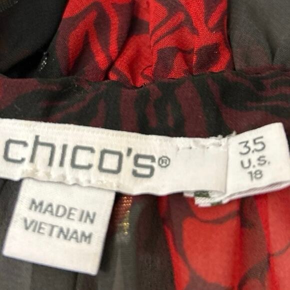 CHICO’S Sheer Floral Ruffle Button Down Chiffon Blouse Size 18 (3.5) Whimsigoth - Picture 7 of 12